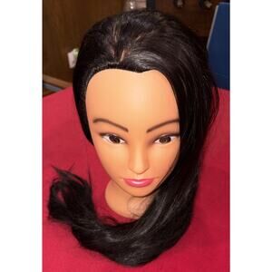 18” Mannequin Head, Dark Brown Hair, Brown Eyes, Styling Practice